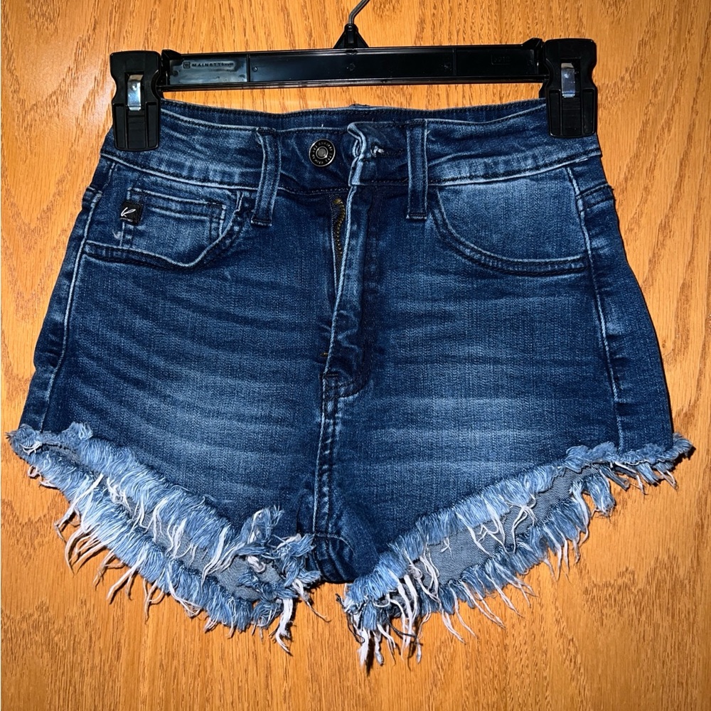 KanCan High Rise Frayed Hem Cut-Off Denim Shorts Size 1/24